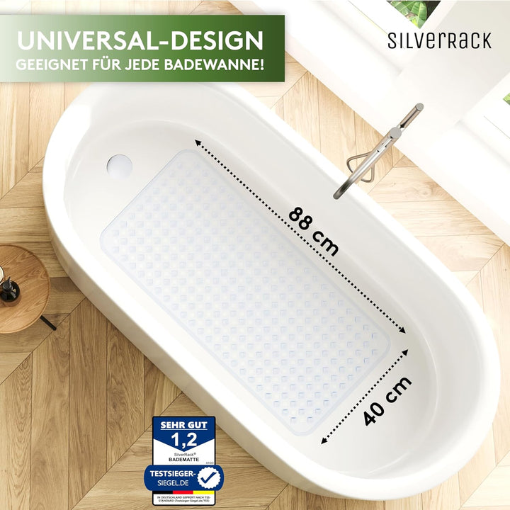 SilverRack Badewannenmatte 88x40 cm (Transparent RAUTEN) - Antirutschmatte Badewanne BPA frei für Ki