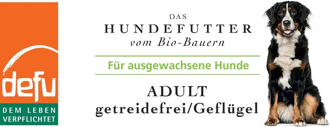 defu Hund | Adult getreidefrei Bio Geflügel | Premium Bio Trockenfutter | Hundefutter für ausgewachs
