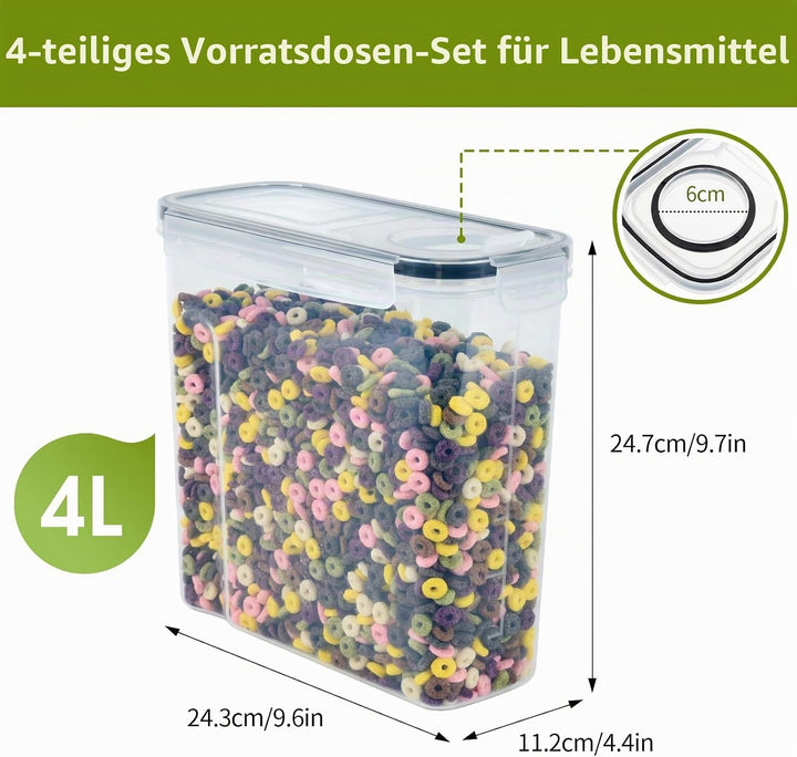 OTraki Vorratsdosen mit Luftdichtem Deckel 4L XXL | 4er Set, XXL Grösse, Luftdicht, Lebensmittelaufb