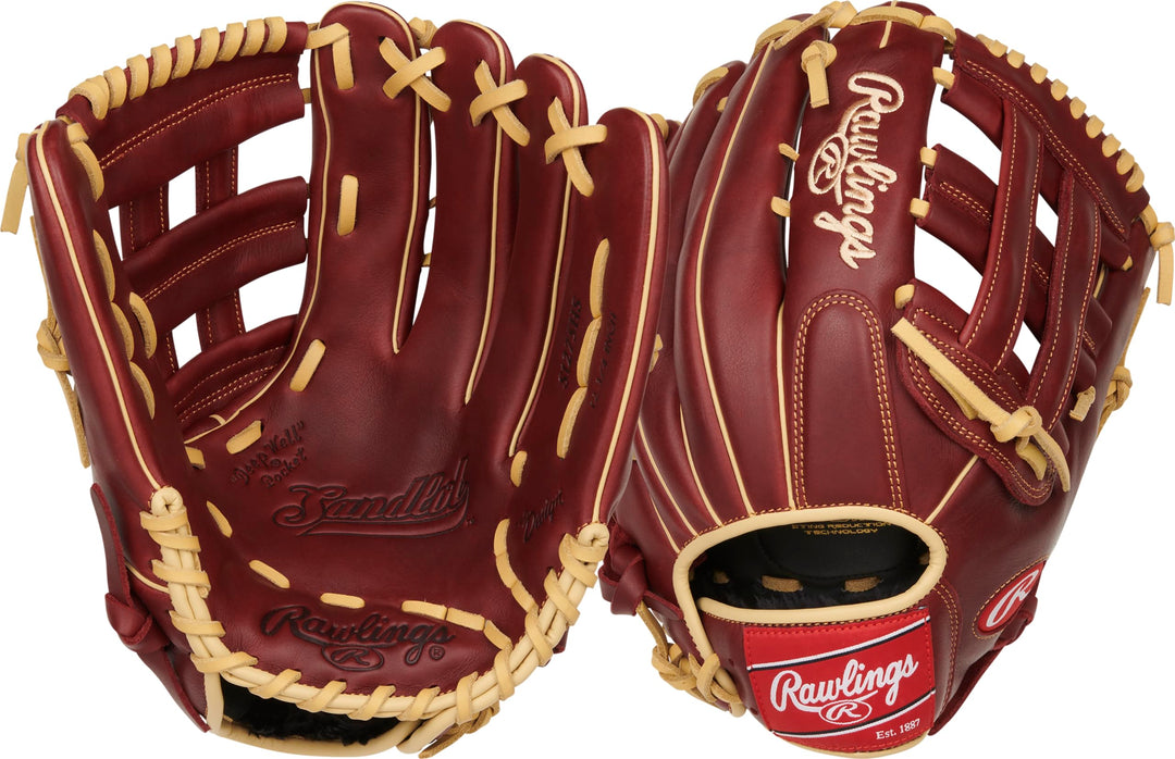 Rawlings Sandlot Baseball-Handschuh-Serie Rechte Hand Wurf Outfield 32,4 cm – Pro H Web – Burgunderr