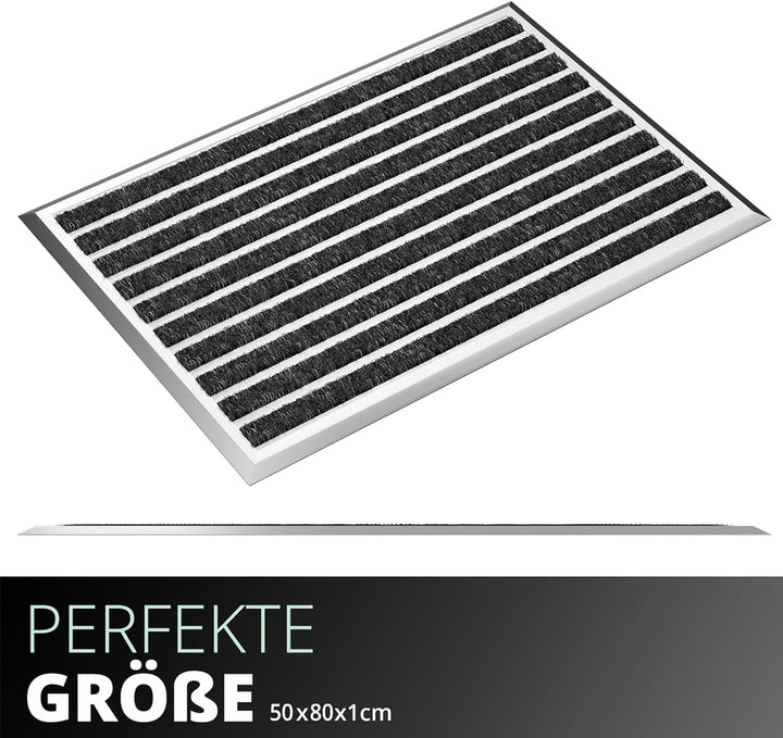 Fussmatte aussen grau 80 x 50 cm, Aluminium Fussmatten, Fussabtreter aussen, Schmutzfang Alu, Schmut