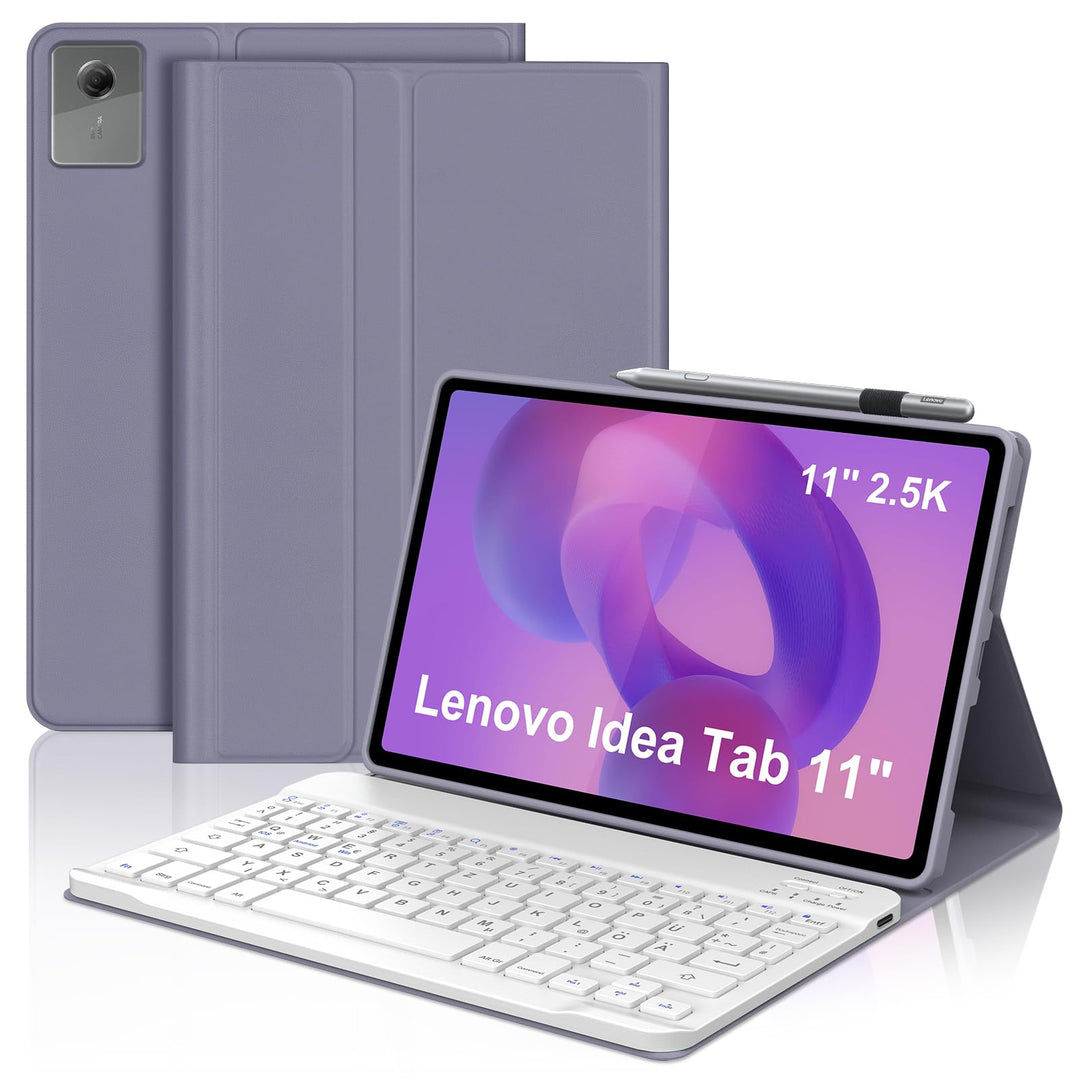 IVEOPPE Hülle mit Tastatur für Lenovo Idea Tab 11" 2025, Bluetooth Abnehmbare Magnetisch QWERTZ Tast
