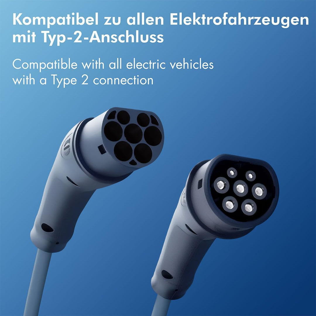 Harting EVC0110 - E-Auto-Ladekabel Typ 2, 1-phasig, 32 A, 7,4 kW, 7,5 m/ZERTIFIZIERTES KABEL, Schwar