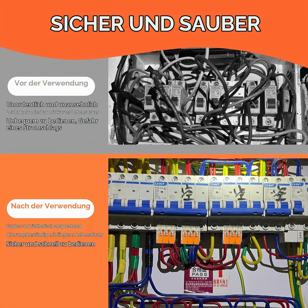 Kabelverbinder, 75 Stück Kabelklemmen Elektro, Wiederverwendbare Klemmen Set mit Betätigungshebel, 4