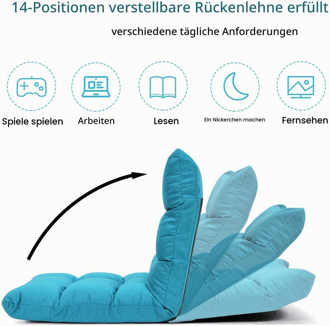 LIFEZEAL Bodenstuhl gepolstert, Bodensessel Bodensofa mit Verstellbarer Rückenlehne, Meditationsstuh