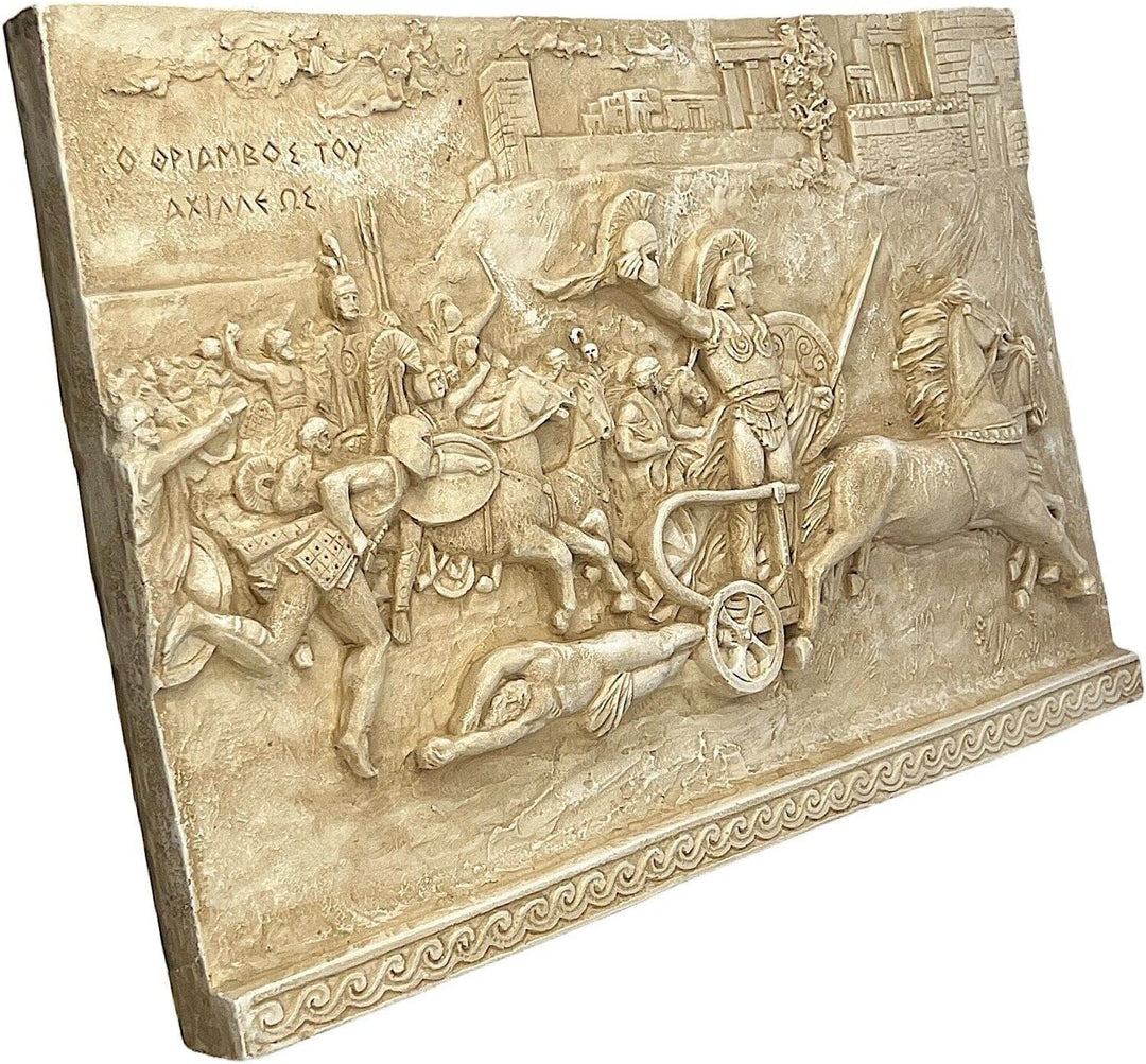Bas Relief Triumph of Achilles Hector Body Cast Stone Griechische Skulptur Wanddekoration