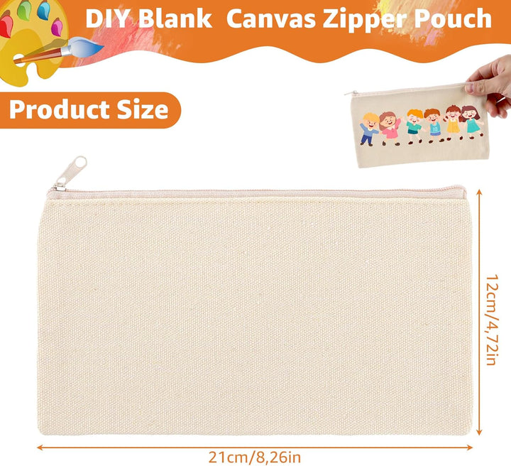 JMIATRY 30 Stück DIY Blanko Stoffbeutel Mit Reissverschluss Beige, 12 x 21cm Klein Stoffbeutel Zum B