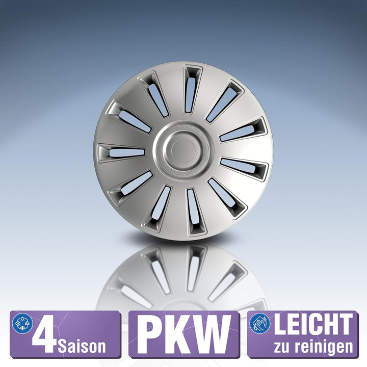 Petex RB528414 Radzierblende Mythos Grösse 14 Zoll 2-fach lackiert Material: Nylon in Box, silber -