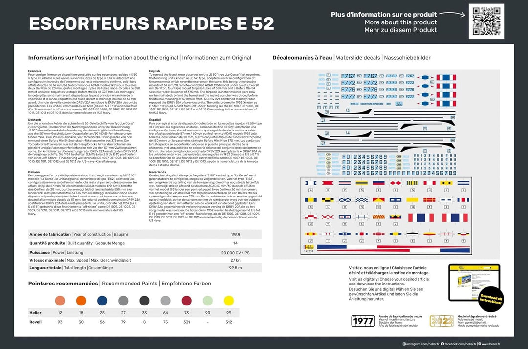 Heller 57094 STARTER KIT Escorteurs Rapides E 52 Collection Historique 1/400