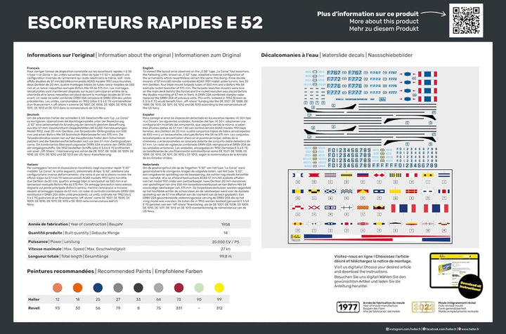 Heller 57094 STARTER KIT Escorteurs Rapides E 52 Collection Historique 1/400
