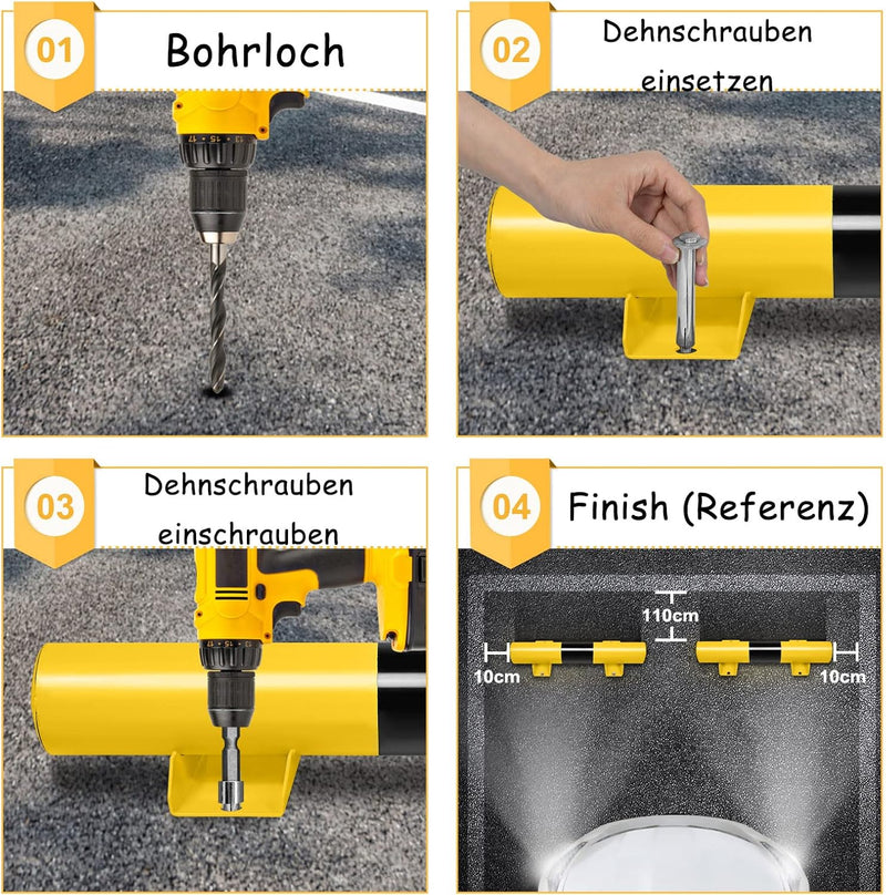 NAIZY Radstopper 2er Metall Parkstopper Parkplatzbegrenzung 60x13x9cm Parkplatzmarkierung mit Dehnsc