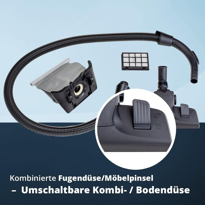 KHG BS-706MT Staubsauger mit Beutel in Grün/Grau mit 700W, 16060 Pa Saugkraft, HEPA-Filterschutz, Ko