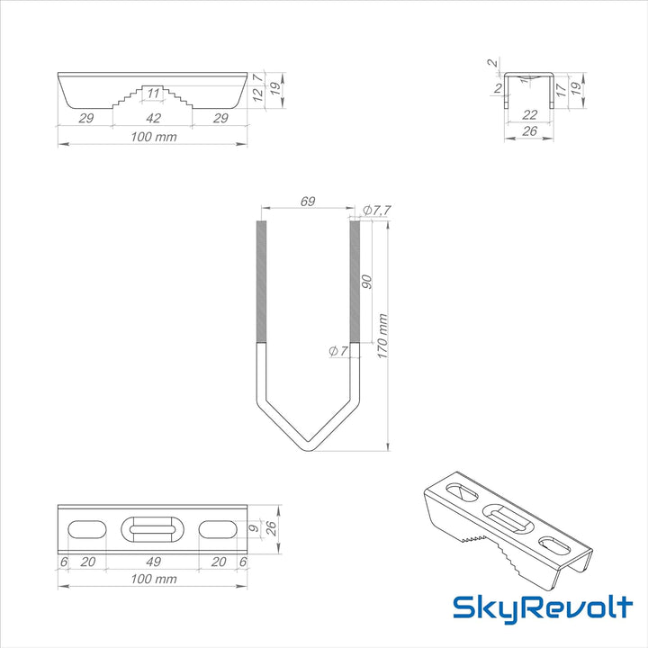 SkyRevolt Duo-Wand-Halter 25cm Rohr 40mm Doppel-Mastausleger zweifacher SAT Mast Ausleger U-Halter f
