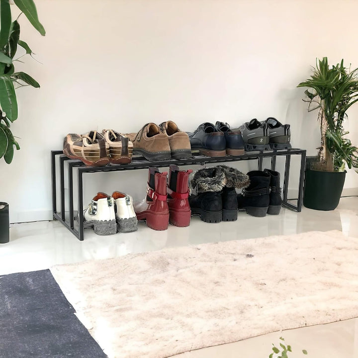 DanDiBo Schuhregal Metall Schwarz 1 Ebene 96551 Schuhablage Schuhständer Modern Stabil Massiv Schuhs