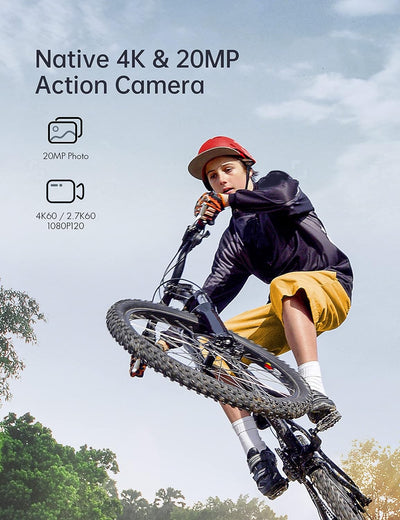 WOLFANG GA400 Action Cam 4K 60FPS Unterwasserkamera WiFi 8M Wasserdicht ohne Gehäuse 3.0 EIS Bildsta