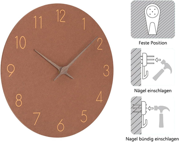 MDF Holz Wanduhr Ohne TickgeräUsche Lautlos Modern Quarz Gross Batterie Betriebene Wanduhr Einfach z