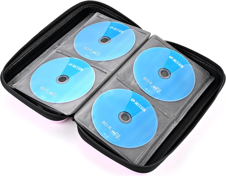 CD Tasche, 96 Kapazität Hart Eva Blu-ray CD-Brieftasche Doppelreissverschluss Handschlaufe Tragbare