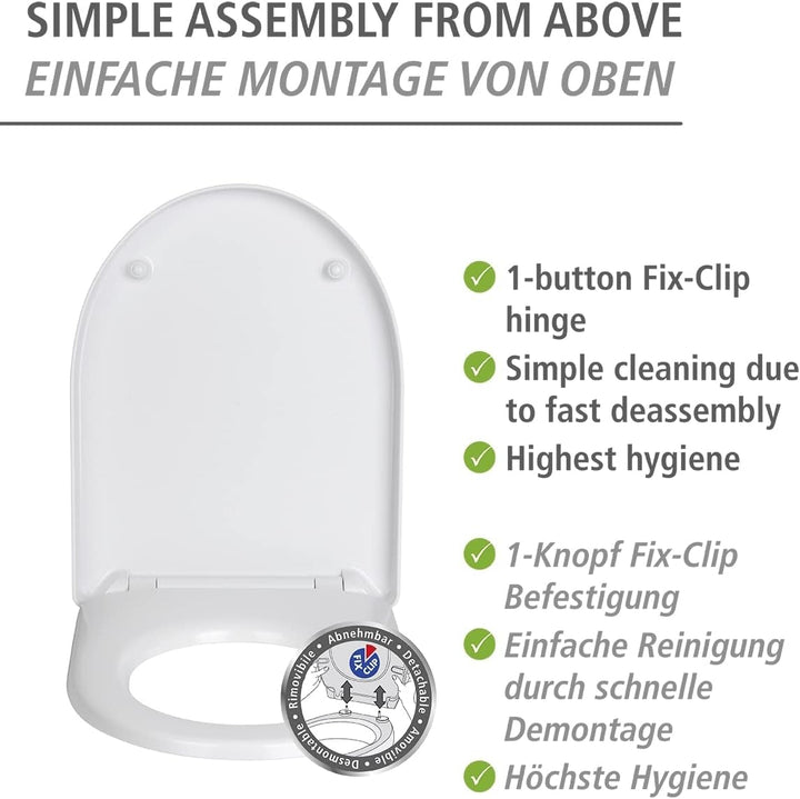 WENKO WC Sitz Sindia, mit 300 kg belastbarer Toilettensitz mit Easy-Close Absenkautomatik und hygien