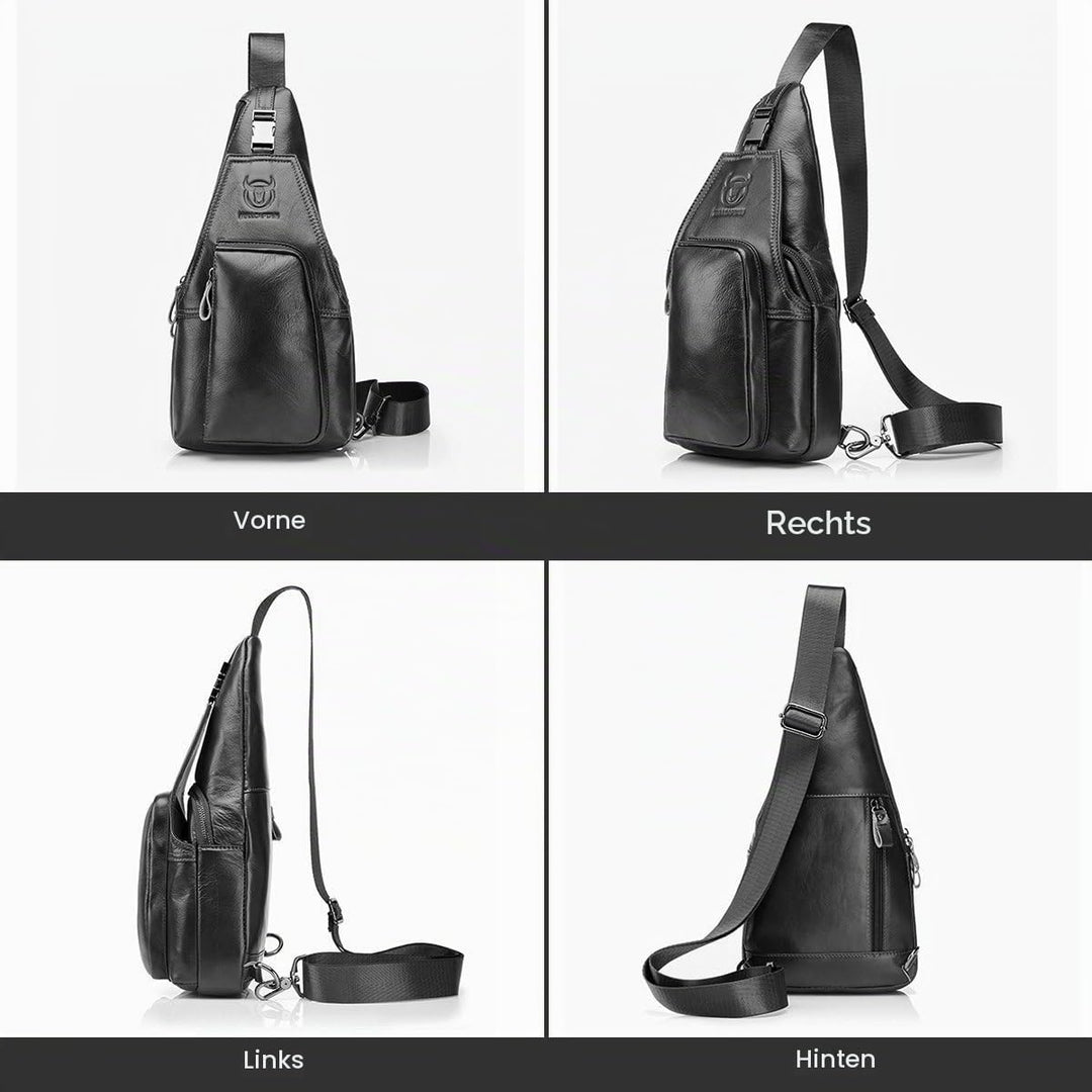 HARPIMER Rindleder Schultertasche, Novatech Rindleder Sling Rucksack Herren, Umhängetasche, Brusttas