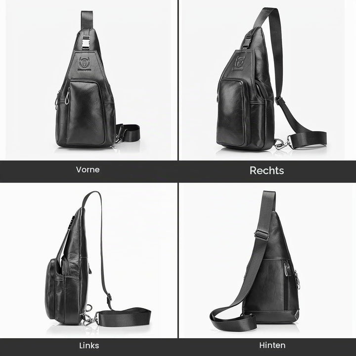 HARPIMER Rindleder Schultertasche, Novatech Rindleder Sling Rucksack Herren, Umhängetasche, Brusttas
