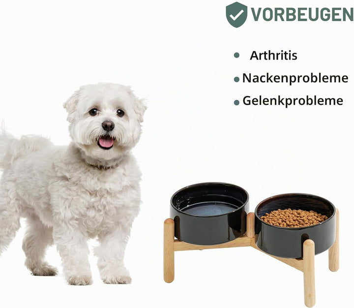 Keramischer Hundenapf 15,5 cm mit Standfuss für kleine und mittelgrosse Hunderassen, Futter- und Was