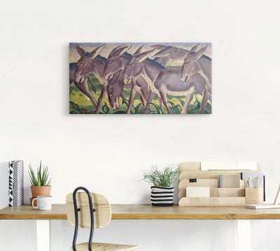 ARTland Leinwandbilder Wandbild Bild auf Leinwand 100x50 cm Wanddeko Tiere Esel Herde Eselfries 1911