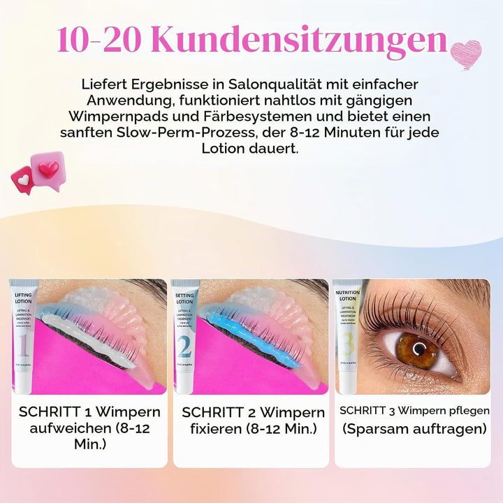 Wimpernlifting Lotion, Wimpernlifting Set, Lash Lifting Set, Augenbrauen Lifting mit pflegendem Seru