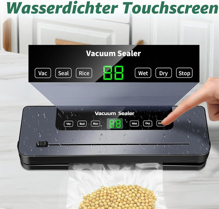 6-in-1 Vakuumiergerät, Vakuumierer mit 30cm Siegelnaht und Digitaler LED-Countdown-Anzeige,50PCS Vak