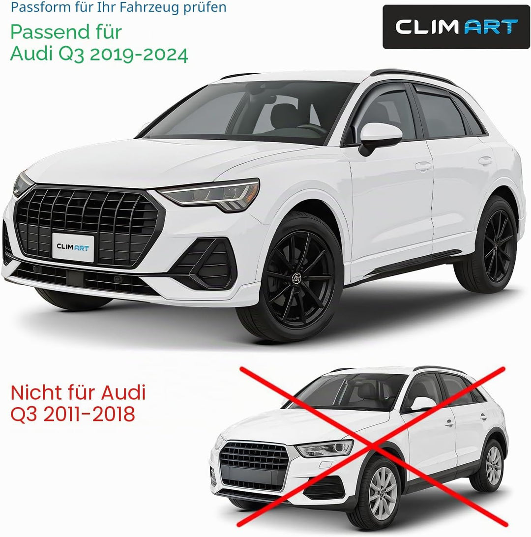 CLIM ART Windabweiser für/kompatible mit Audi Q3 2019-2024 SUV - Integrierte Regenabweiser - Autofen