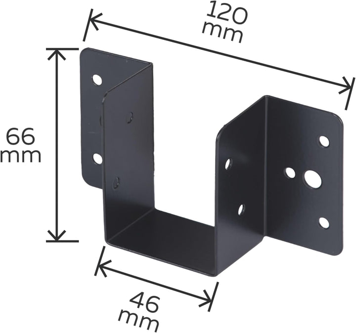 Alberts 329587 Balkenschuh leicht - schwarz - kunststoffbeschichtet - 46 x 66 mm