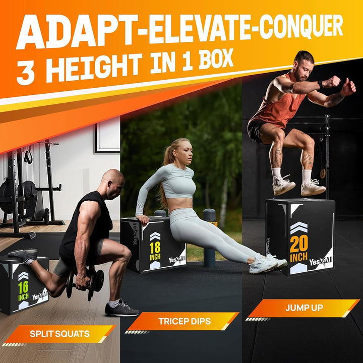 Yes4All 3 in 1 Soft Plyo Box mit Holzkern, Sprungbox, Plyometric Box Plattform für Sprungtraining, H