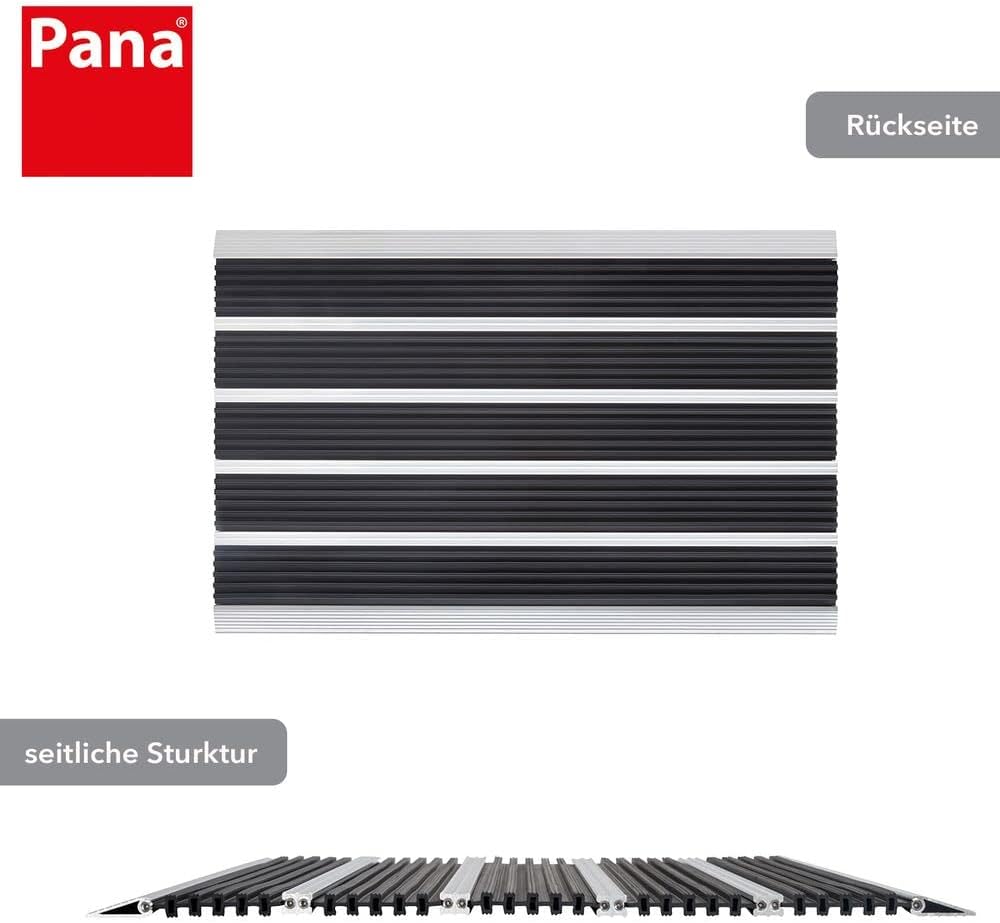 PANA Aluminium Türmatte (39x60cm) • Fussmatte Aussen • Schmutzfangmatte • Fussabtreter mit Nadelfilz