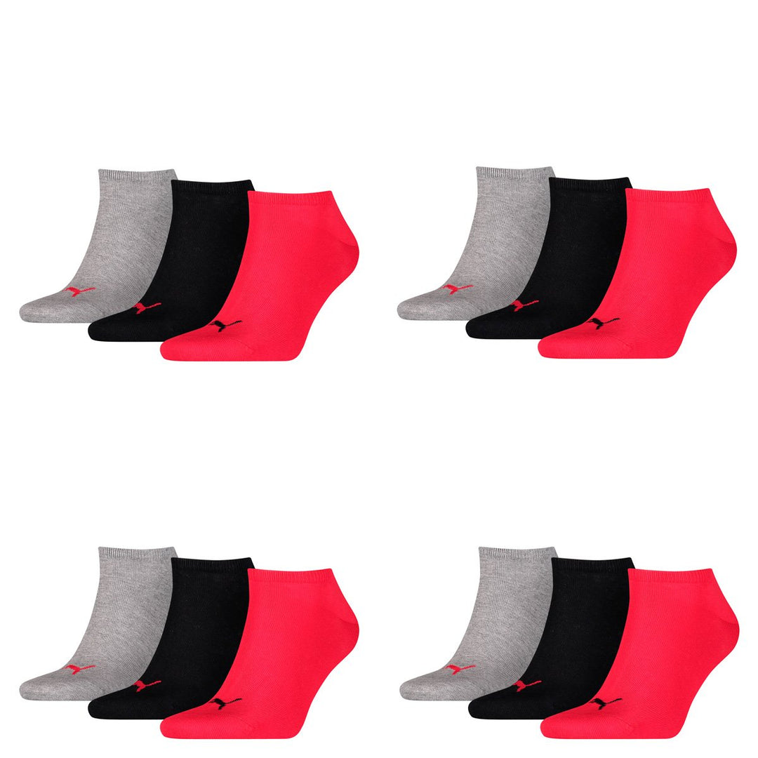 PUMA Unisex Sneaker Plain Socke (3er Pack) 35-38 232 - Black / Red, 35-38 232 - Black / Red