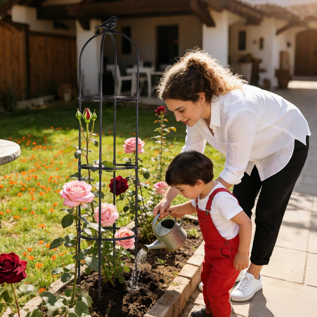 Garten Obelisk Rankhilfe, Rosen Rankgitter Rostfrei Trellis für Kletterreben Clematis Gurken,170cm,S
