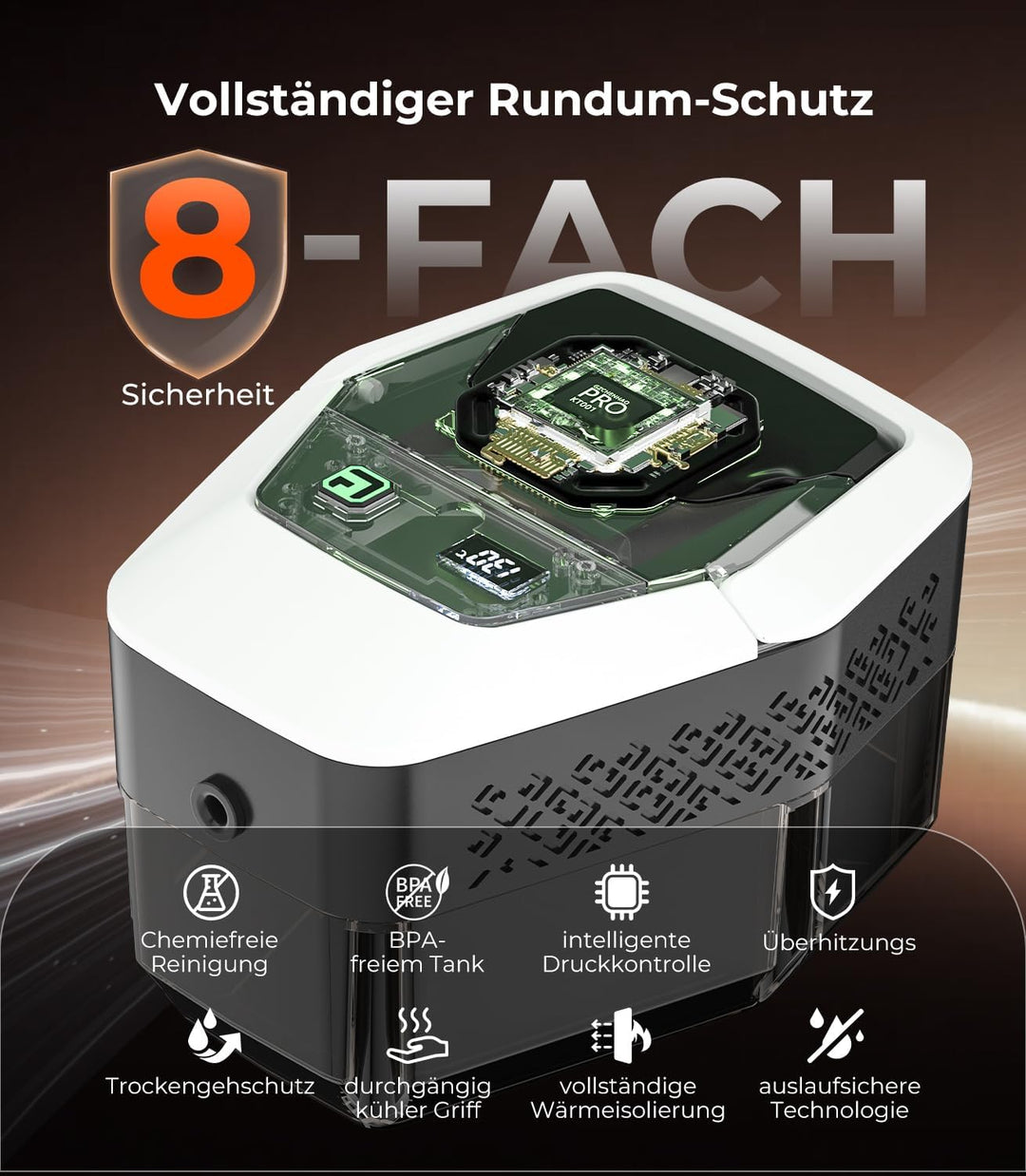 20-IN-1 Dampfreiniger Handgerät【100% Kühler &amp; Akkufreier Griff–Neueste NH Labor-Technik】【99,99% Keim
