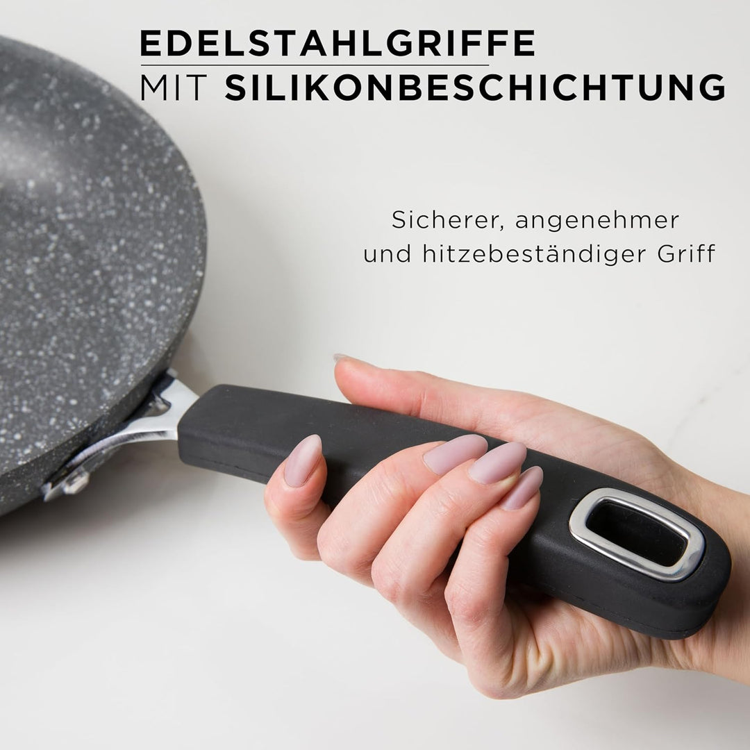KASANOVA New Petra Dark Topf-Set – Töpfe und Pfannen für Induktion und Backofen bis 180°C, Antihaft-