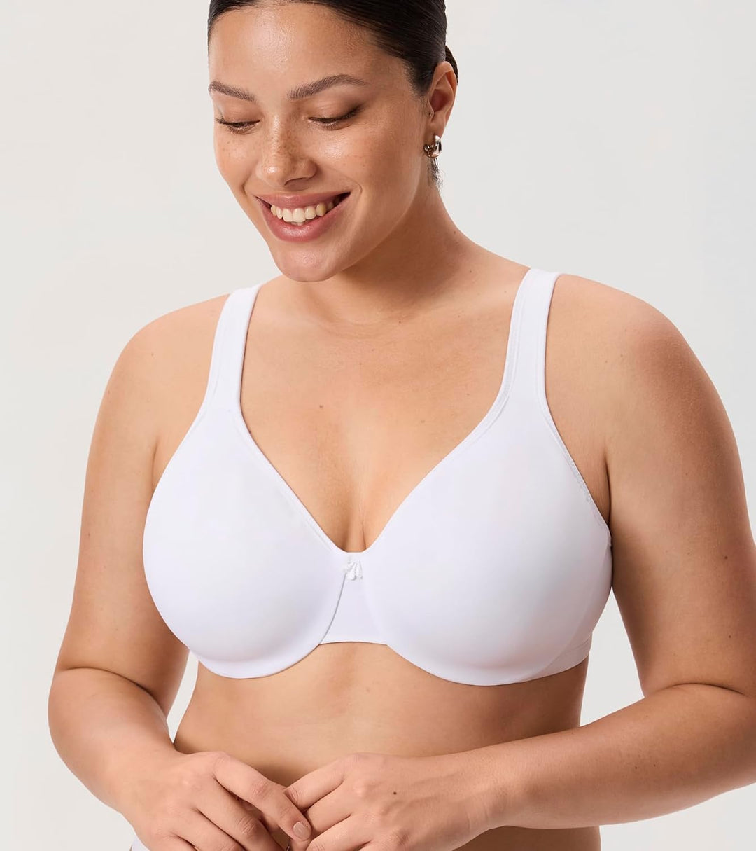 DELIMIRA Damen Minimizer BH mit Bügel Grosse Brüste Starker Halt Seamless Tshirt BHS Soft 70C Weiss,