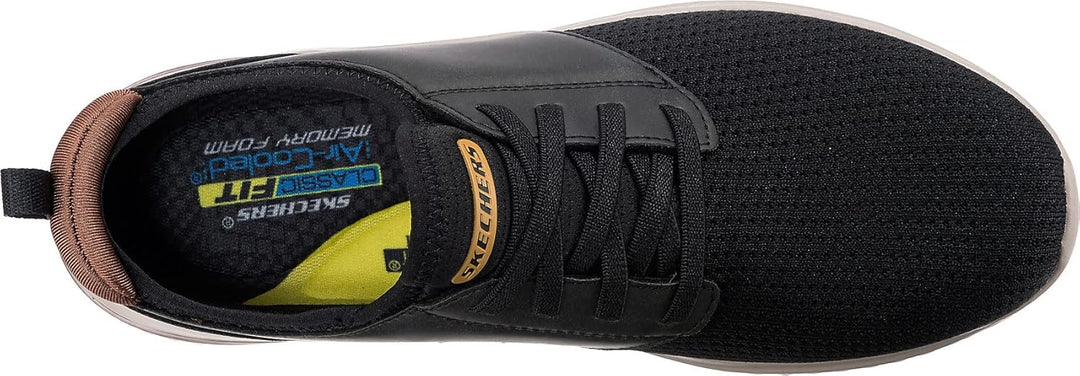 Skechers Herren Delson 3.0 Mooney Runde Zehenpartie, Bungee-Schnür-Slipper 42 EU Black Knitted Mesh,