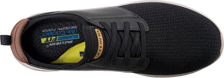 Skechers Herren Delson 3.0 Mooney Runde Zehenpartie, Bungee-Schnür-Slipper 42 EU Black Knitted Mesh,