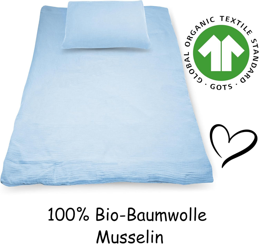 PinkZebra Musselin Kinderbettwäsche 100x135 cm + 40 x 60 cm, Bettwäsche aus ohne GMO 100% Bio-Baumwo