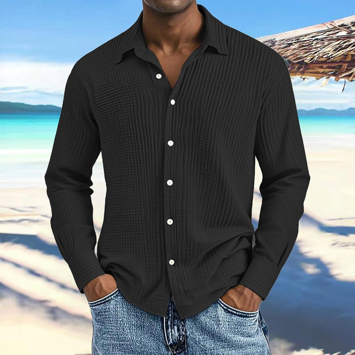 Generisch Leinenhemd Herren,Hemd Herren Langarm mit Knopfleiste,Tops für Männer,Hawaii Männer,Arbeit