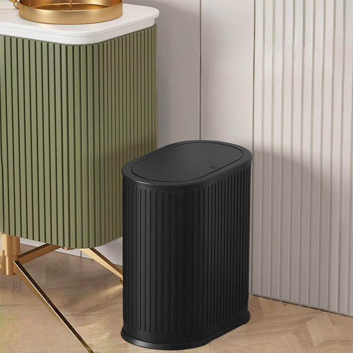 6 L schlanker Mülleimer mit Deckel, kleiner Büroabfalleimer, schmaler Mülleimer mit Innenfass, Druck