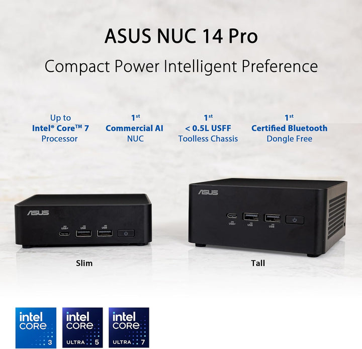 ASUS NUC 14 Pro Slim Kit RNUC14RVKU500002I (Intel Core U5 125H Prozessor, Intel Arc Grafik, Intel Wi