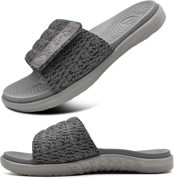 ONCAI Dusch Badelatschen Herren mit Klettverschluss Offener Zeh Sports Badesandalen Sommer Freizeit