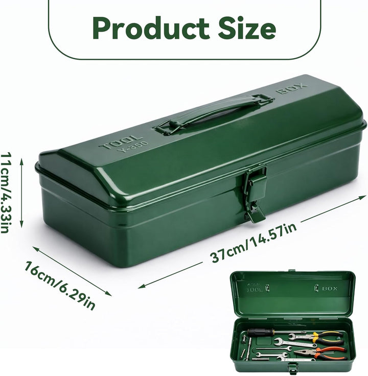 Werkzeugkiste Metall Leer 37x16x12cm - Kleiner Werkzeugkasten mit Tragegriff und Verriegelung, Viels