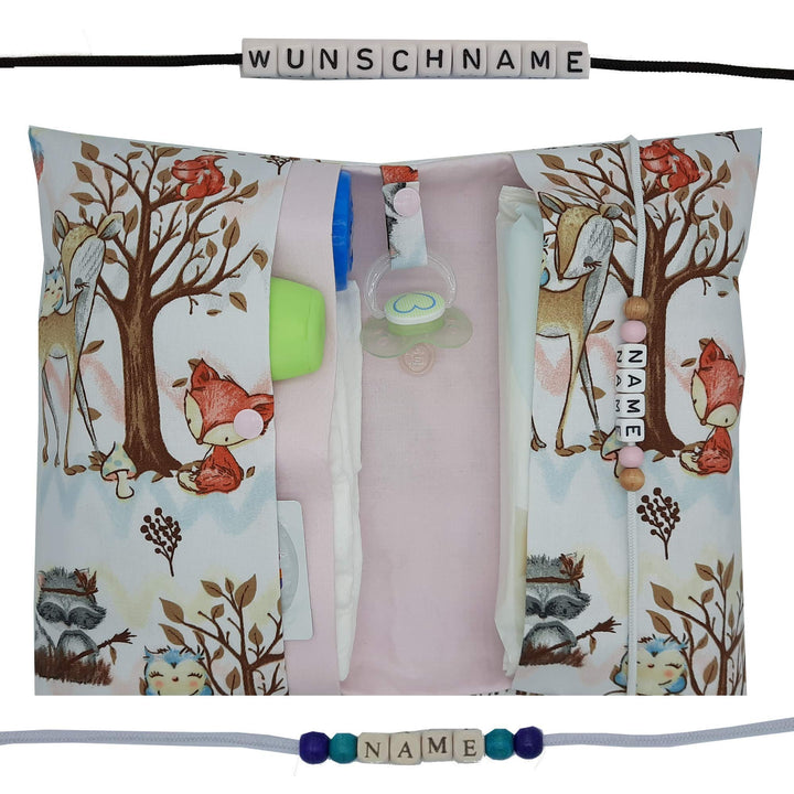 Grosse Windeltasche XXL mit Name Wickeltasche Rosa Innen glatte Baumwolle, Rosa Innen glatte Baumwol