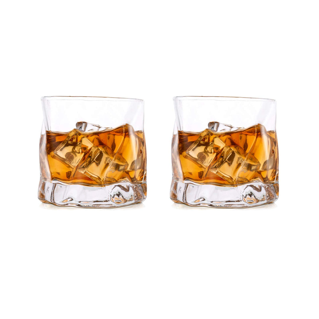 Unregelmässige Whiskygläser Set Mit 2 Gekippten Falten Scotch Glass 250Ml Modischer Whiskybecher Für
