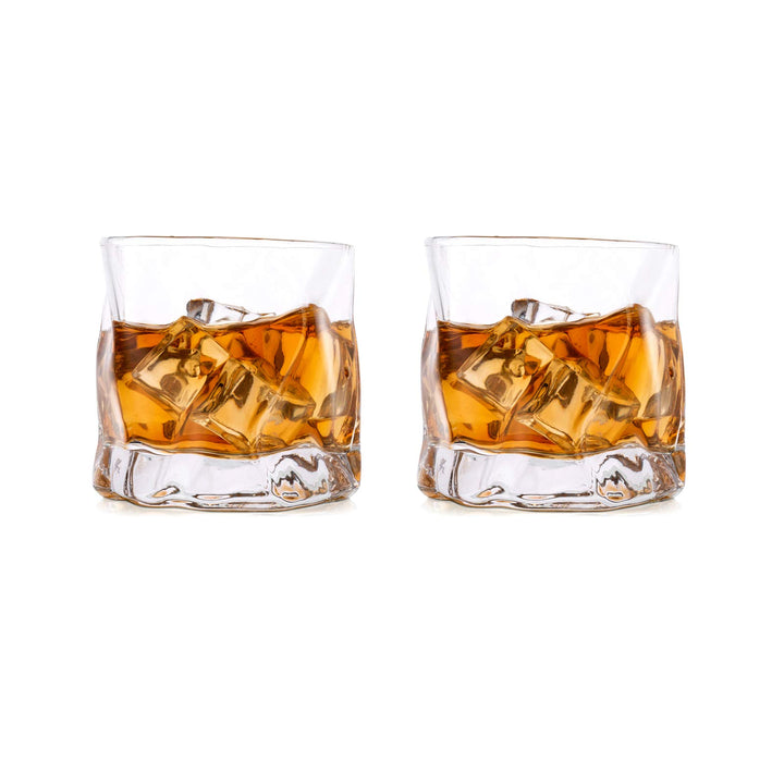 Unregelmässige Whiskygläser Set Mit 2 Gekippten Falten Scotch Glass 250Ml Modischer Whiskybecher Für