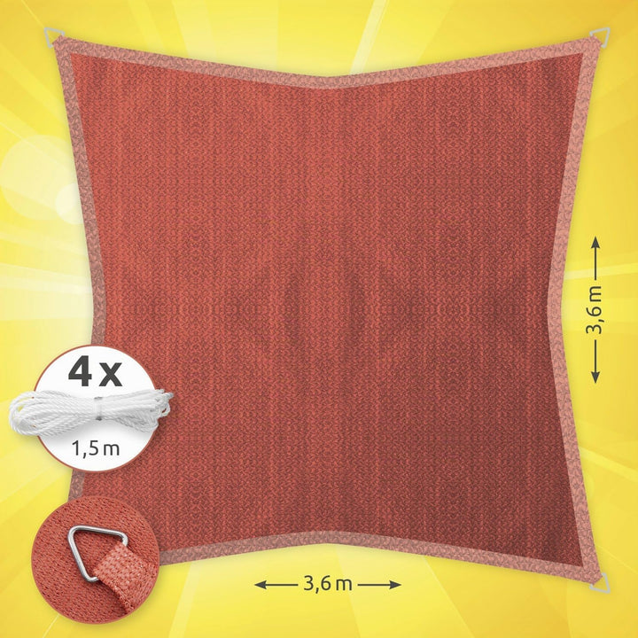 Windhager Sunsail Adria Quadrat Terracotta, Sonnensegel, Sonnenschutz, UV-Schutz, witterungsbeständi