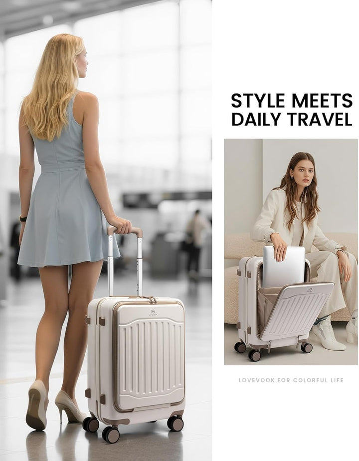 LOVEVOOK Handgepäck Koffer mit TSA, 100% PC Rollkoffer Reisekoffer Hartschalen, Klein Cabin Suitcase